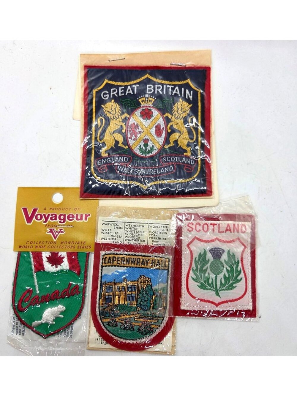 VTG set Souvenir Embroidered Patches Great Britain Scotland Canada Capernwray